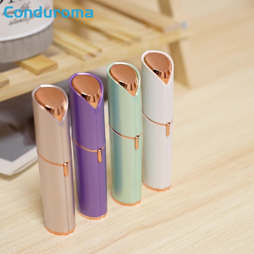 Conduroma Women's Painless Facial Hair Remover - Cordless, AA Battery-Powered (Not Included), with Elegant Metallic Finish - for Face, Upper Lip, Chin, Bikini Line - Travel-Friendly Grooming Tool, Sleek Design, Smooth Finish