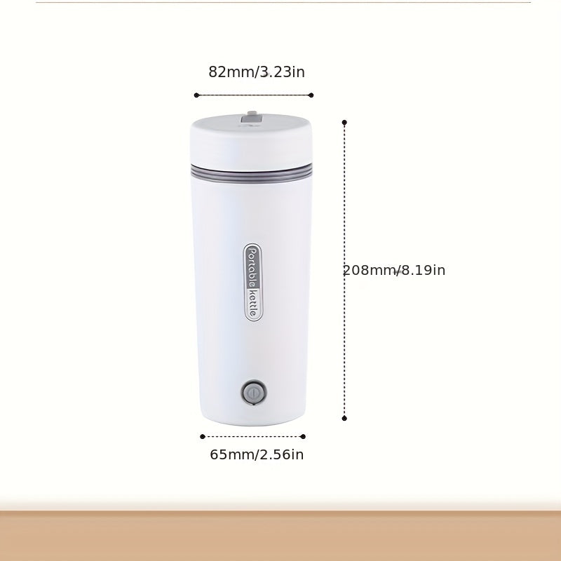 Compact 300W Stainless Steel Electric Kettle - Leak-Proof & Fast Boiling, Portable with Insulated Cup for Travel, White with Black Accents, US Plug, Portable Kettle
