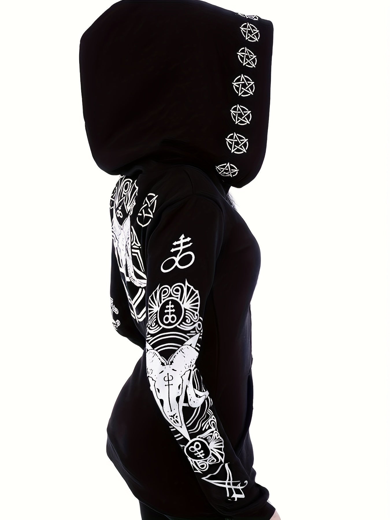 Women's Fashion Punk Style Geometric Print Zipper Sweatshirt