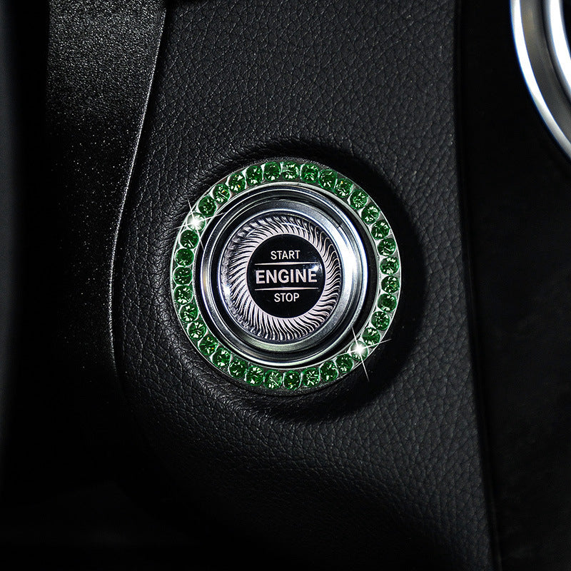 Zinc Alloy Ignition Button Cover with Sparkle Effect - "START STOP" Design, Plated, Easy Installation, Fits Most Vehicles, Ignition System Upgrade | Sparkling Button Cover | Glossy Finis