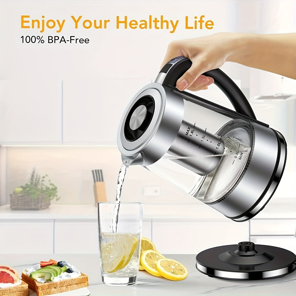 Electric Kettle, 60.87oz Electric Glass Kettle With 12 Temperature Controls, 24-Hour Keep-Warm, Stainless Steel Filter And Inner Lid, Glass Kettle For Coffee, Tea, And Powdered Milk.